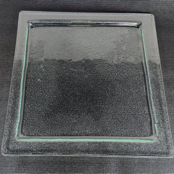 Two large square textured glass serving plates 30 cm/12 inch Vintage - Picture 2 of 3